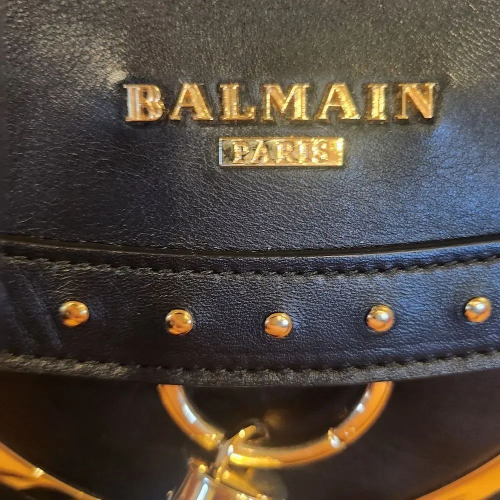 Balmain Black Leathet Crossbody Bag with Gold Accents And Bold Tassel - Picture 5 of 15
